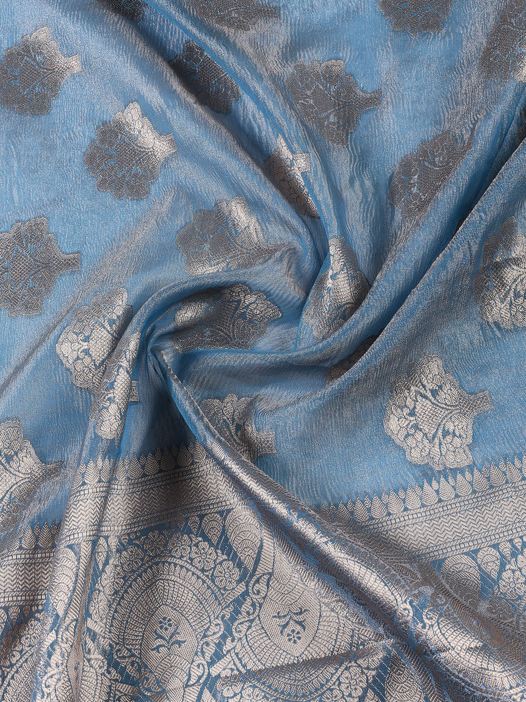 Neck Embroidered Tissue Unstitched Suit Piece With Dupatta