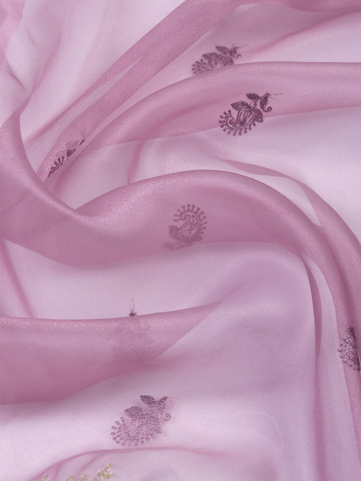 Embroidered Organza Unstitched Suit With Dupatta