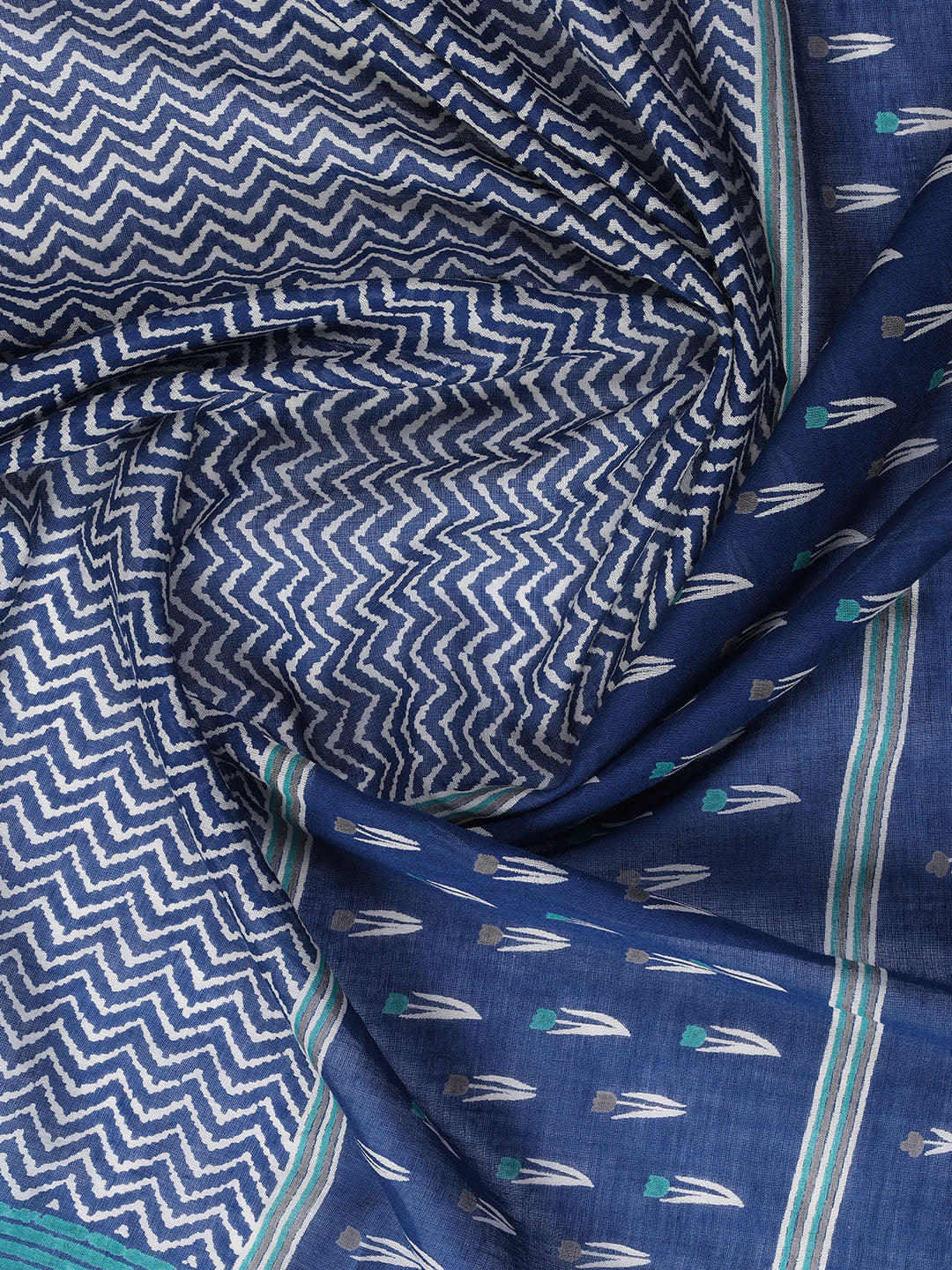 Printed Cotton Blend Unstitched Suit With Dupatta