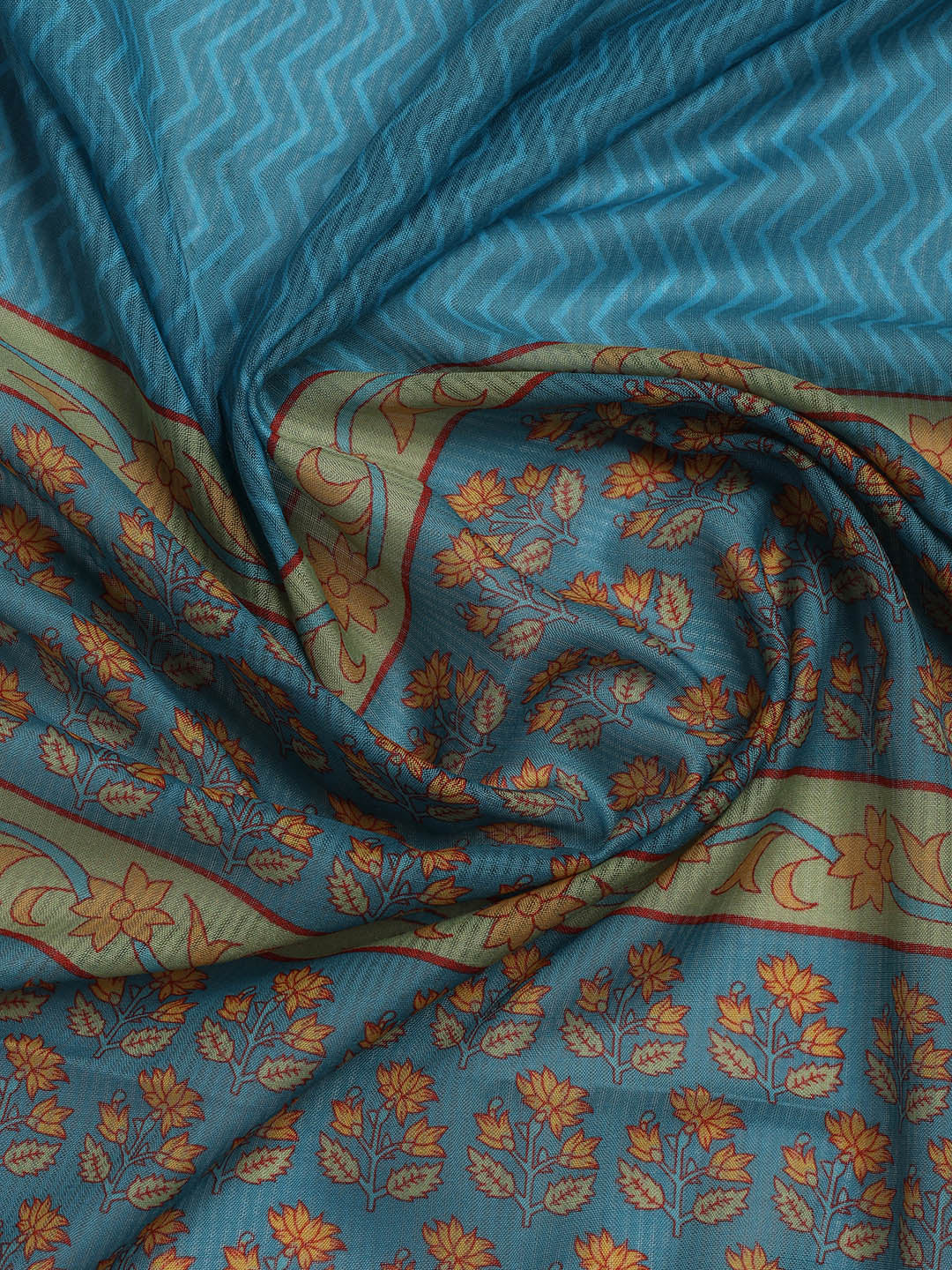 Printed Cotton Blend Unstitched Suit Piece With Dupatta