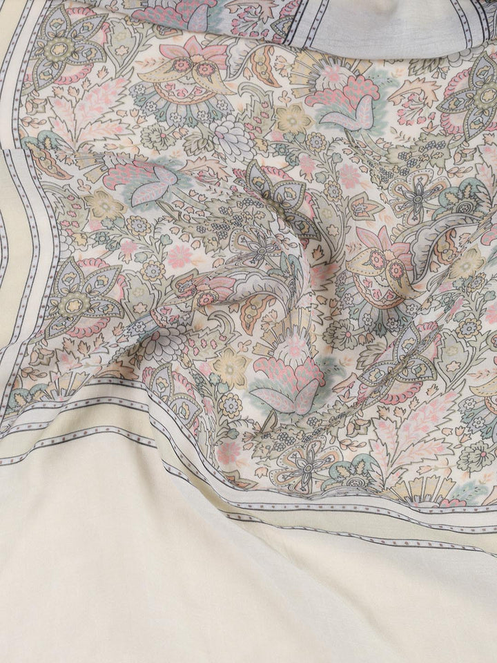 Floral Printed Muslin Unstitched Suit Piece With Dupatta