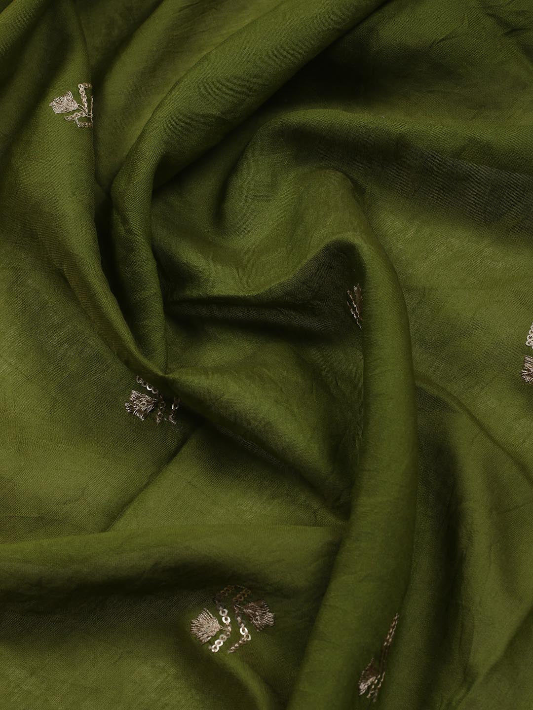 Embroidered Cotton Blend Unstitched Suit Piece With Dupatta