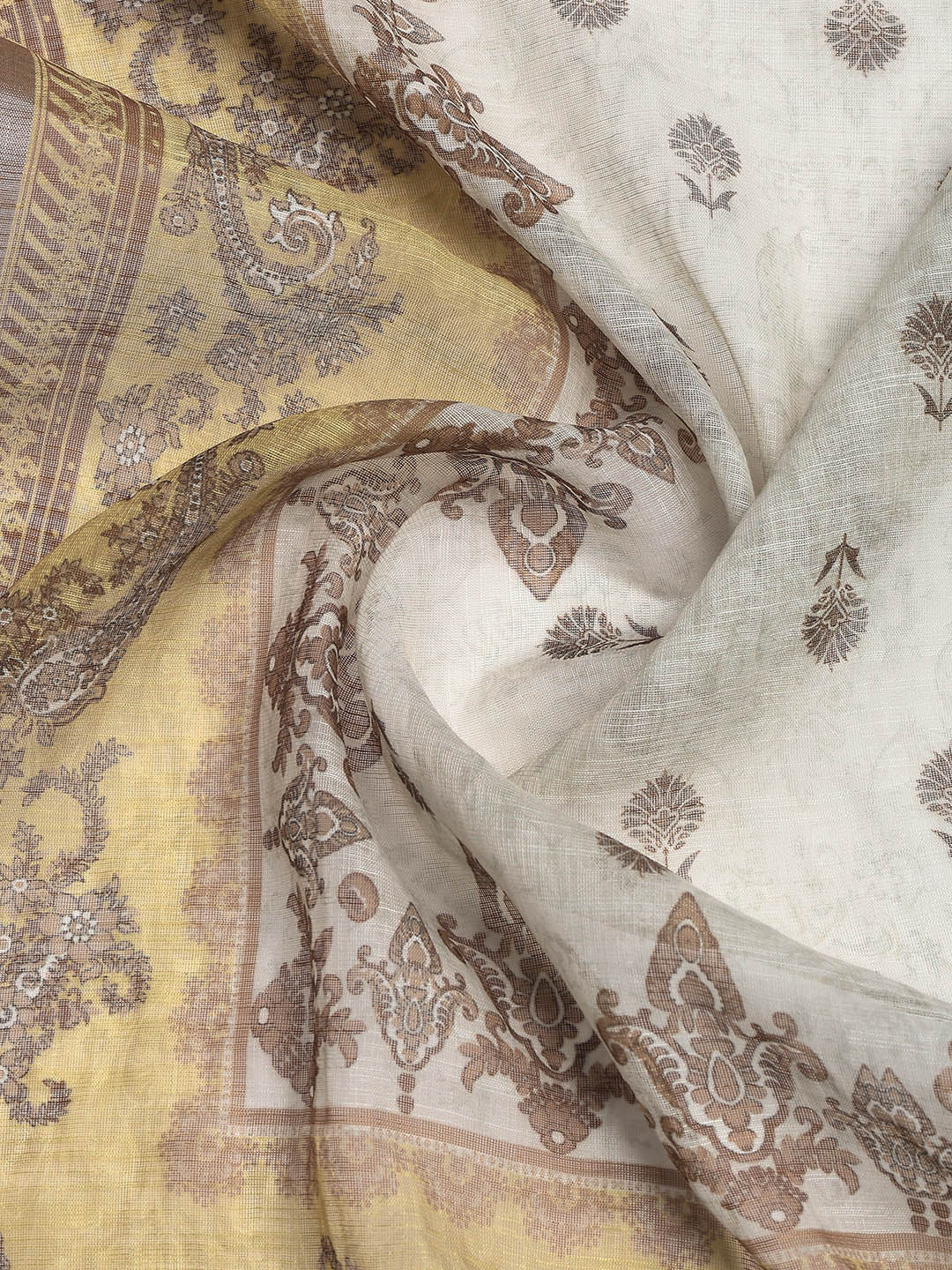 Printed Linen Unstitched Suit Piece With Dupatta