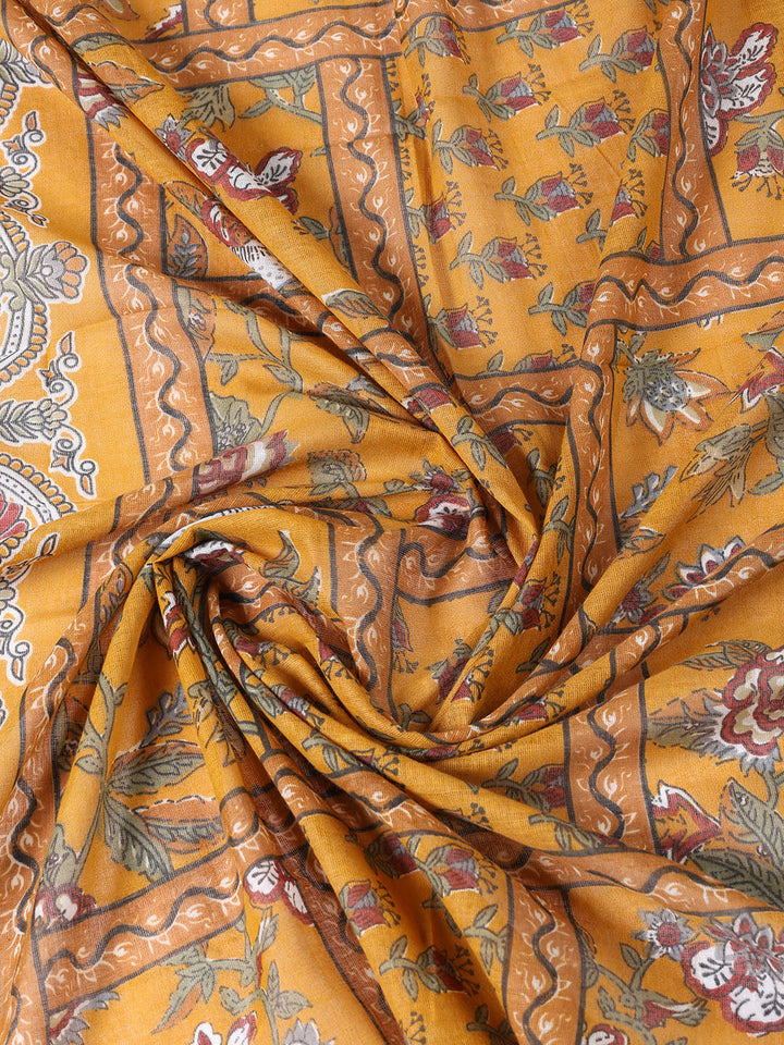 Printed Cotton Blend Unstitched Suit With Dupatta