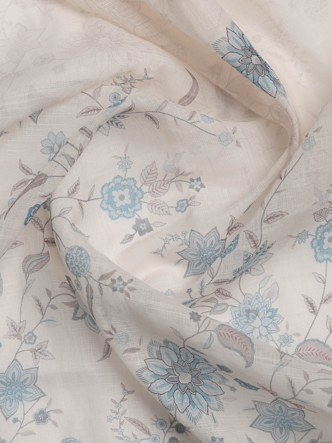 Patch Neck Linen Unstitched Suit Piece With Dupatta