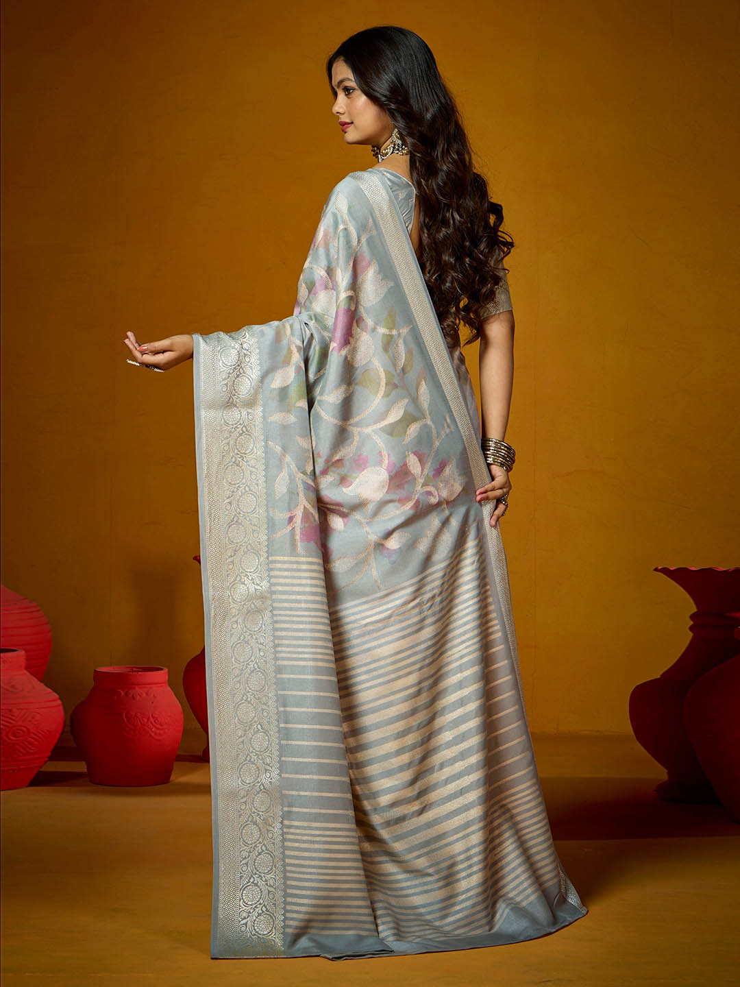 Zari Jaal Woven Art Silk Saree