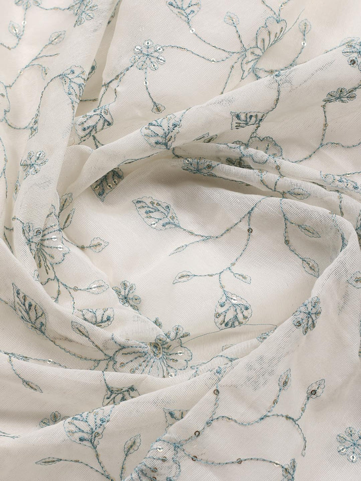 Neck Embroidered Cotton Blend Unstitched Suit Piece With Dupatta
