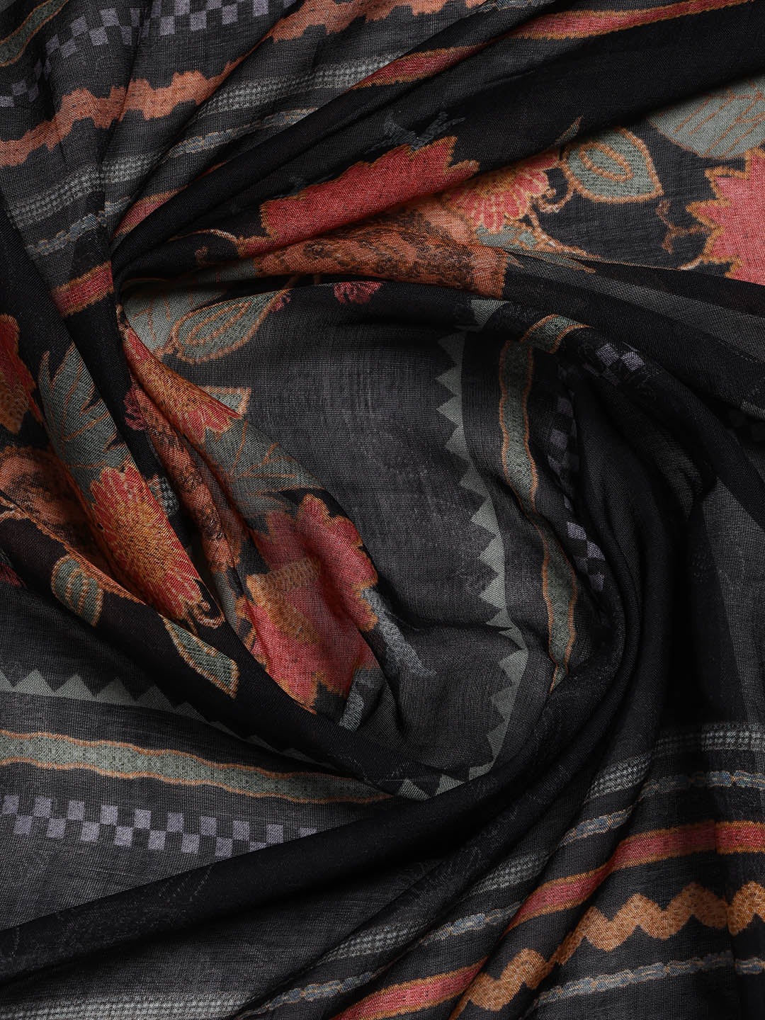Patch Neck Muslin Unstitched Suit Piece With Dupatta