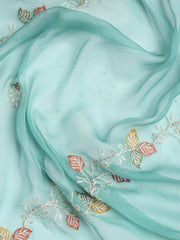 Embroidered Chinnon Unstitched Suit Piece With Dupatta