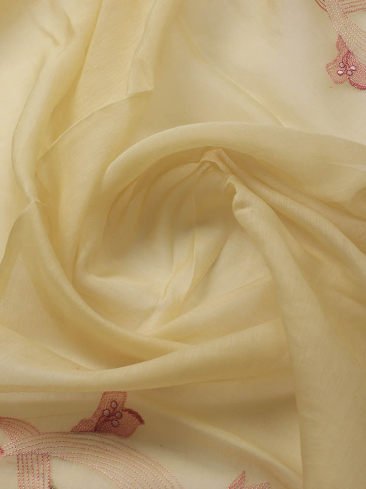 Embroidery Chanderi Unstitched Suit With Dupatta