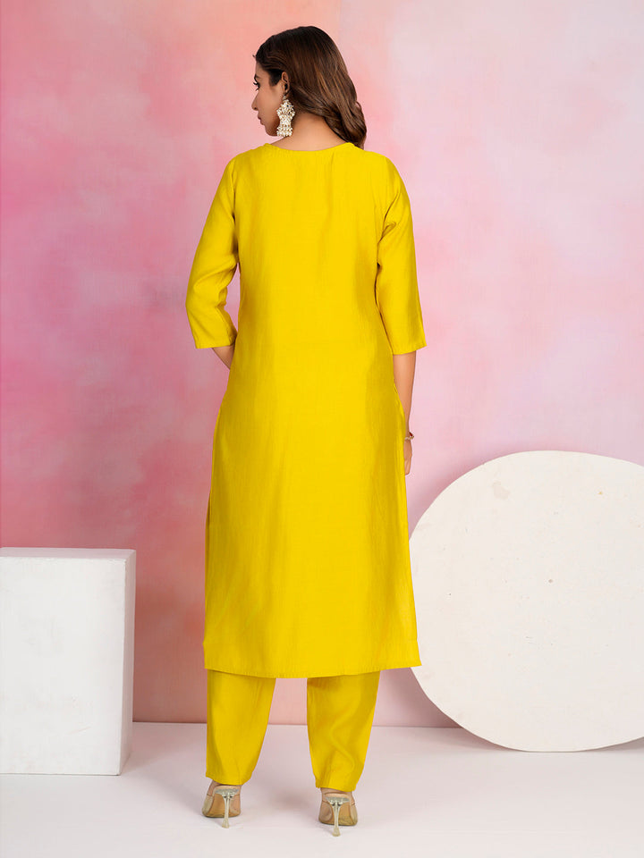 Plain Cotton Blend Kurta With Pants &amp; Dupatta
