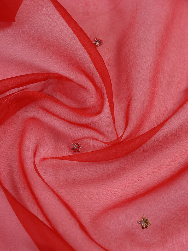 Neck Embroidered Organza Unstitched Suit With Dupatta