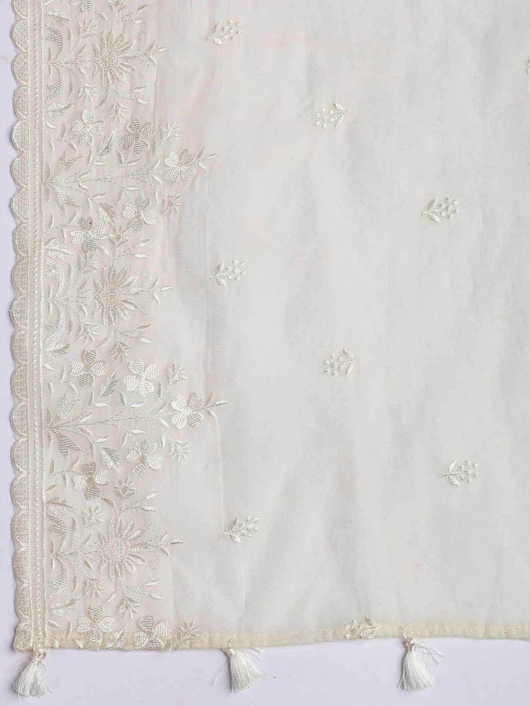 Embroidered Chanderi Unstitched Suit With Dupatta