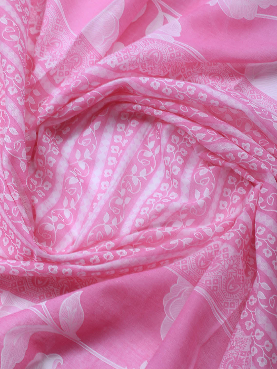Printed Cotton Blend Unstitched Suit With Dupatta