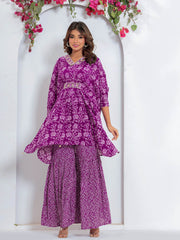 Floral Printed Muslin Kurta With Palazzo