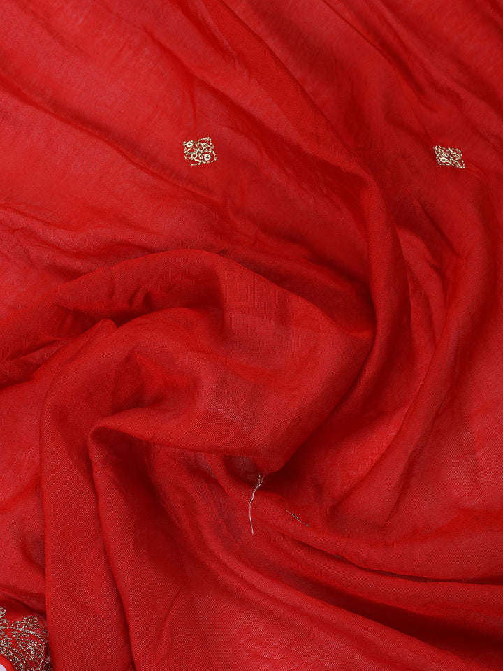 Neck Embroidered Cotton Blend Unstitched Suit With Dupatta