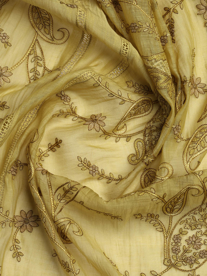 Embroidery Chanderi Unstitched Suit With Dupatta