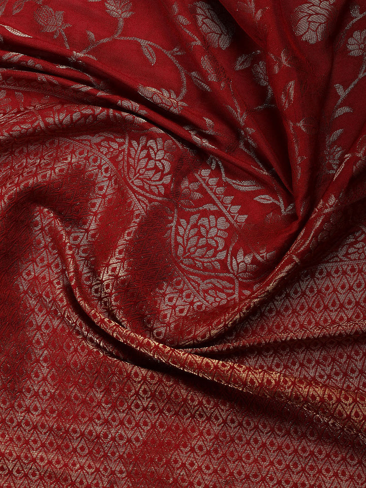 Embroidered Chanderi Unstitched Suit Piece With Dupatta