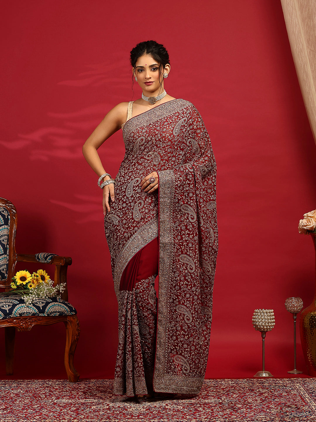 Embroidered Georgette Saree