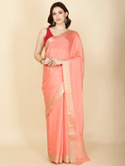 Plain Zari Border Crepe Saree