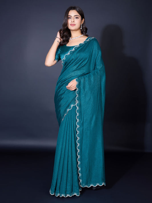 Stone Embroidery Tussar Saree