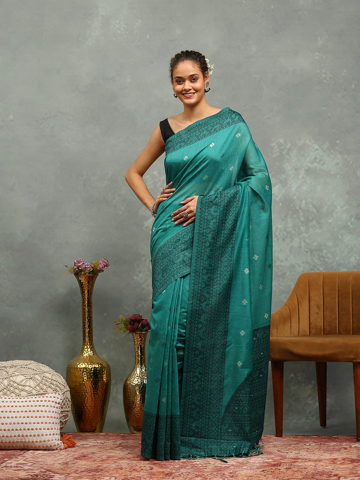 Woven Design Cotton Blend Saree