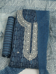 Printed Cotton Unstitched Suits Printed Suit With Pant & Dupatta