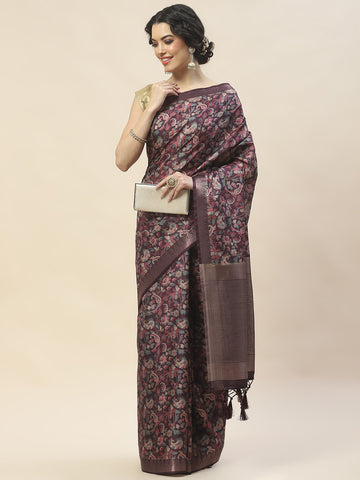 Traditional Print Tussar Saree