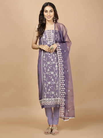 Neck Embroidered Muslin Unstitched Suit Piece With Dupatta