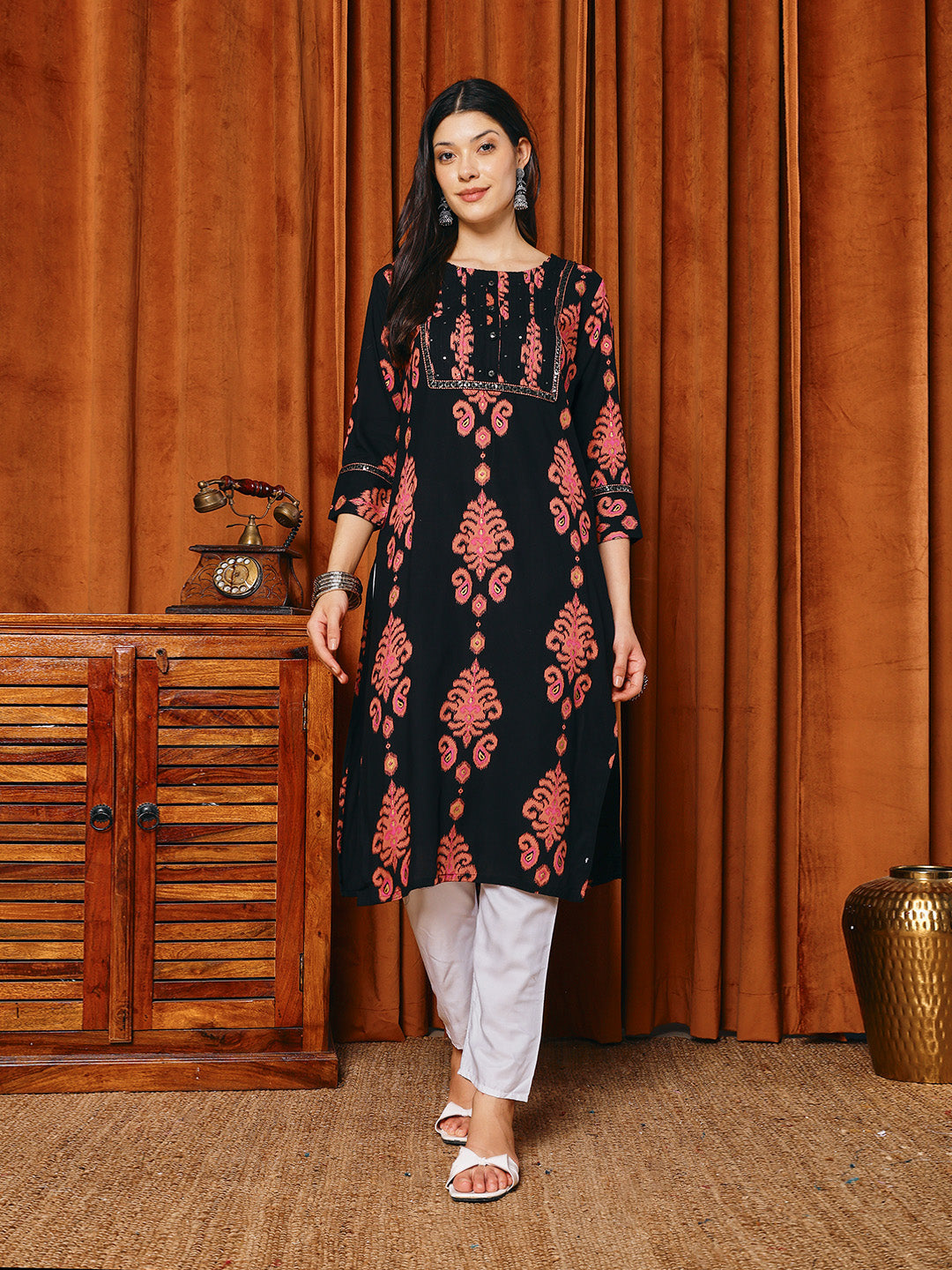 printed Cotton Blend Kurta