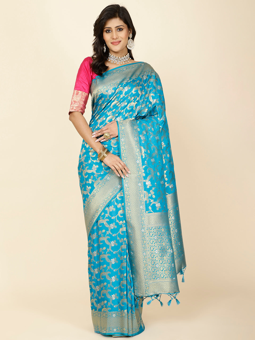 Zari Jaal Woven Handloom Saree