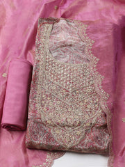 Embroidered Tissue Unstitched Kurta With Pant & Dupatta