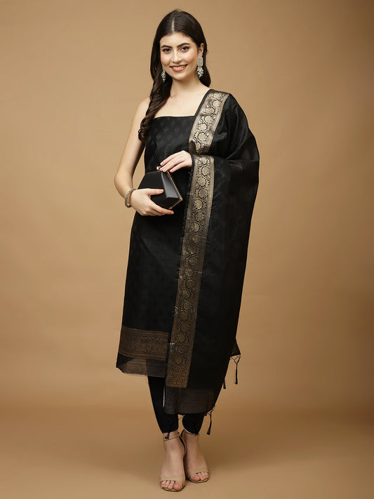 Woven Chanderi Unstitched Suit Piece With Dupatta