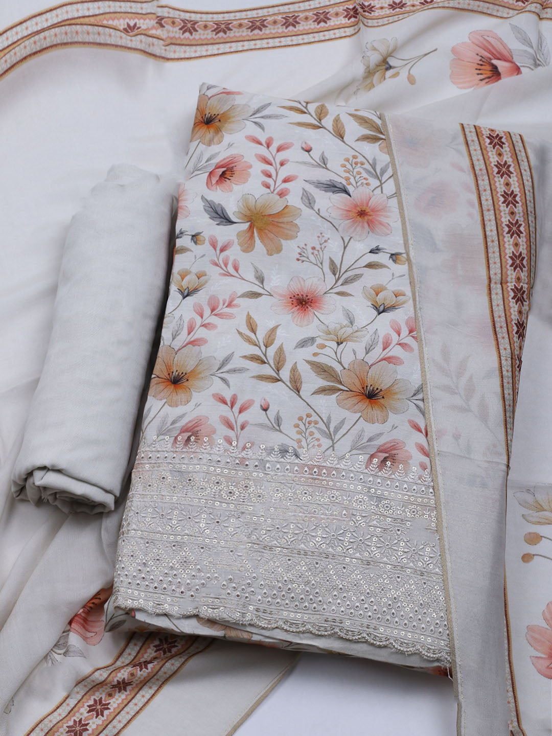 Printed Muslin Unstitched Suit With Dupatta