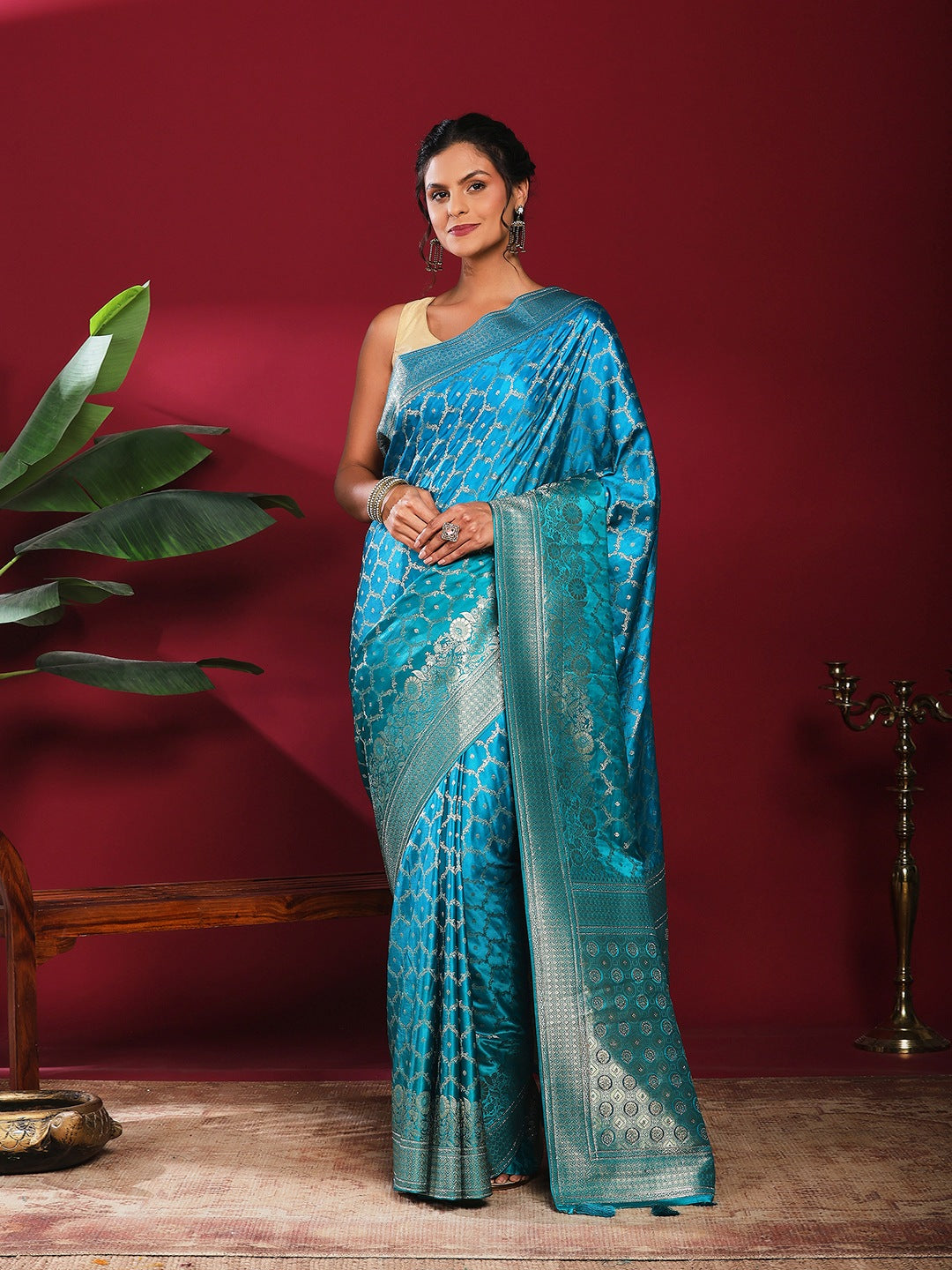 Woven Design Satin Saree