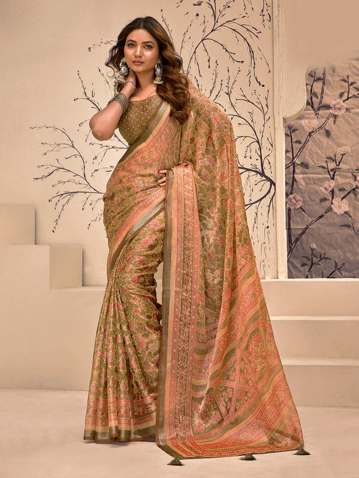 Abstract Printed Art Silk Saree