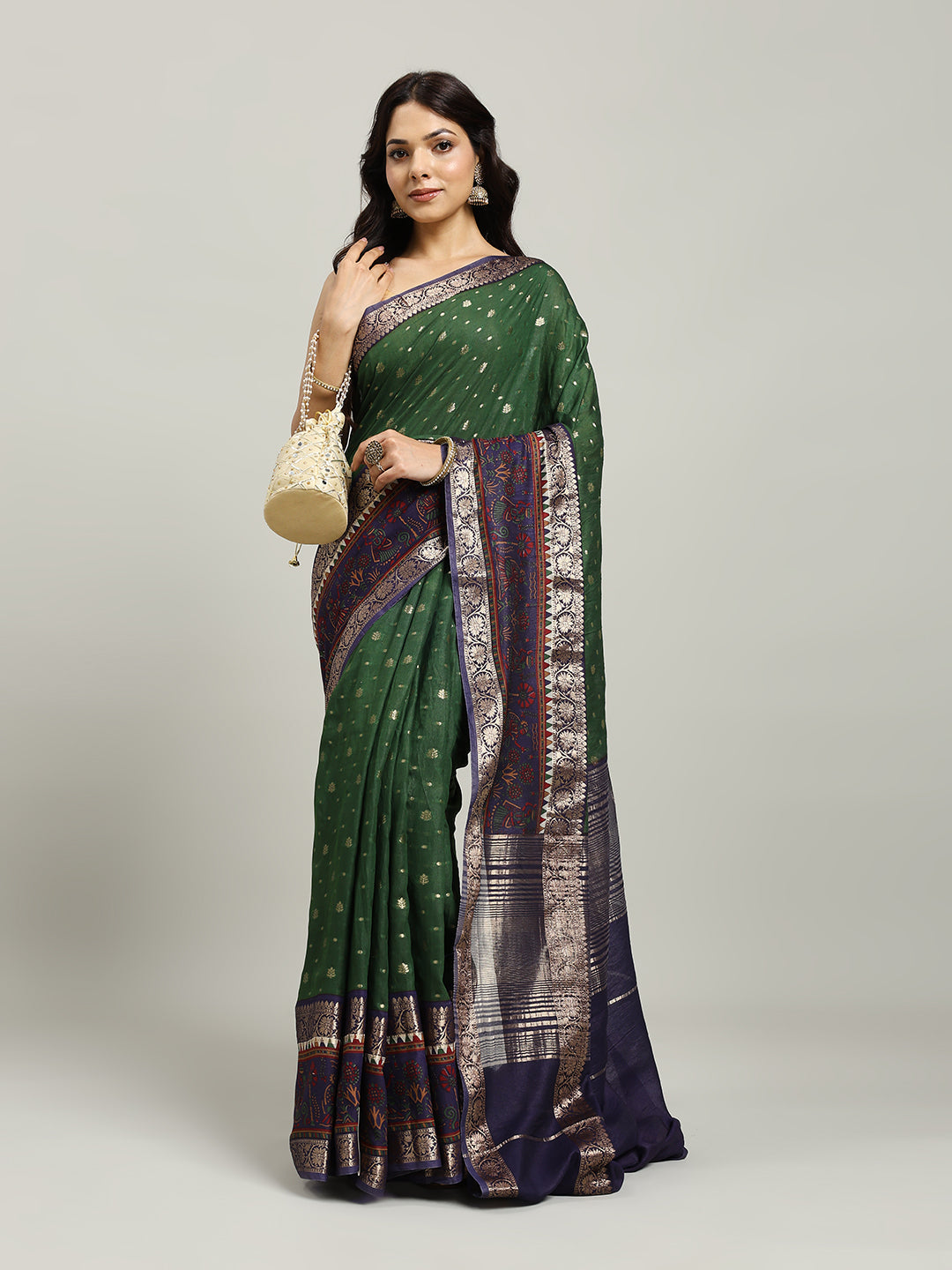 Digital Printed Cotton Blend Woven Saree