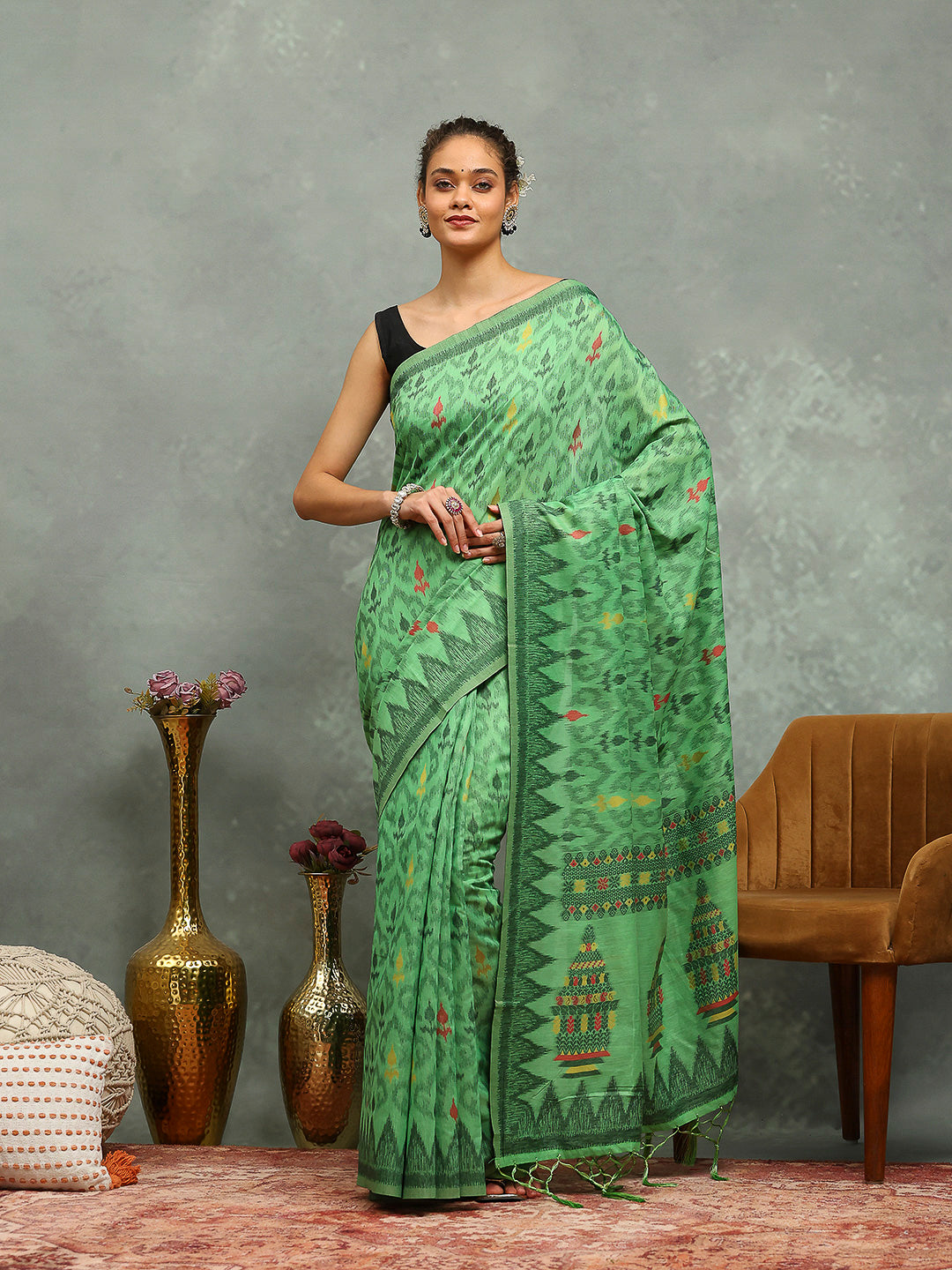Resham Booti Woven Cotton Saree