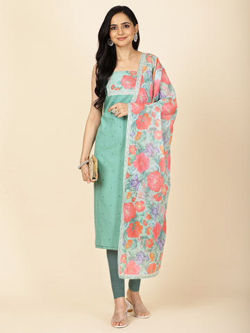 Floral Printed Cotton Unstitched Suit Dupatta