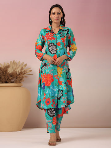 Floral Printed Muslin Kurta With Pants