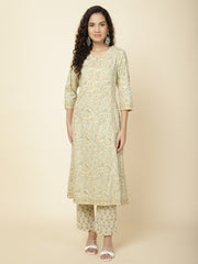 Floral Printed Cotton Kurta With Pants