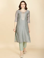 Floral Printed Chanderi Kurta With Pants