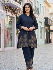 Printed Cotton Blend Kurta With Pant