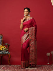 Woven Design Art Silk Magenta Saree