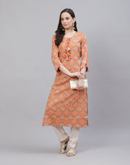 Printed Cotton Kurta With Pant