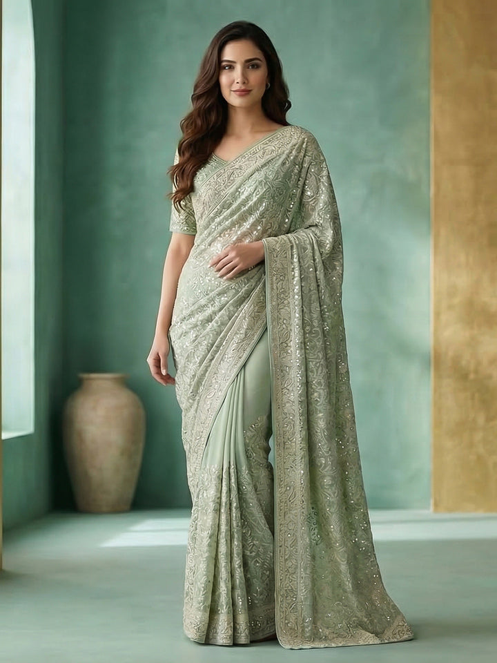 Embroidered Georgette Saree