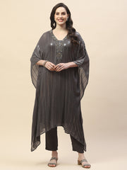 Sequin Work Georgette Kaftan Kurta With Pants