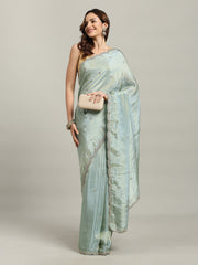 Stone Embroidery Tissue Saree