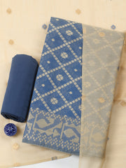 Printed Chanderi Unstitched Suit With Pant & Dupatta