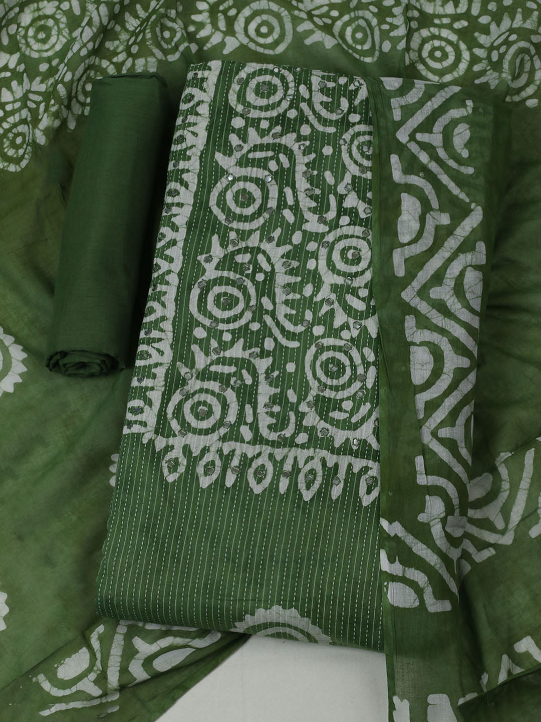 Printed Cotton Unstitched Kurta With Pant &amp; Dupatta